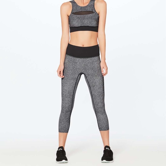 Lululemon Run The Day Crop 20” Fractal Dark Starlight Black / Black Size 4 - Picture 6 of 11